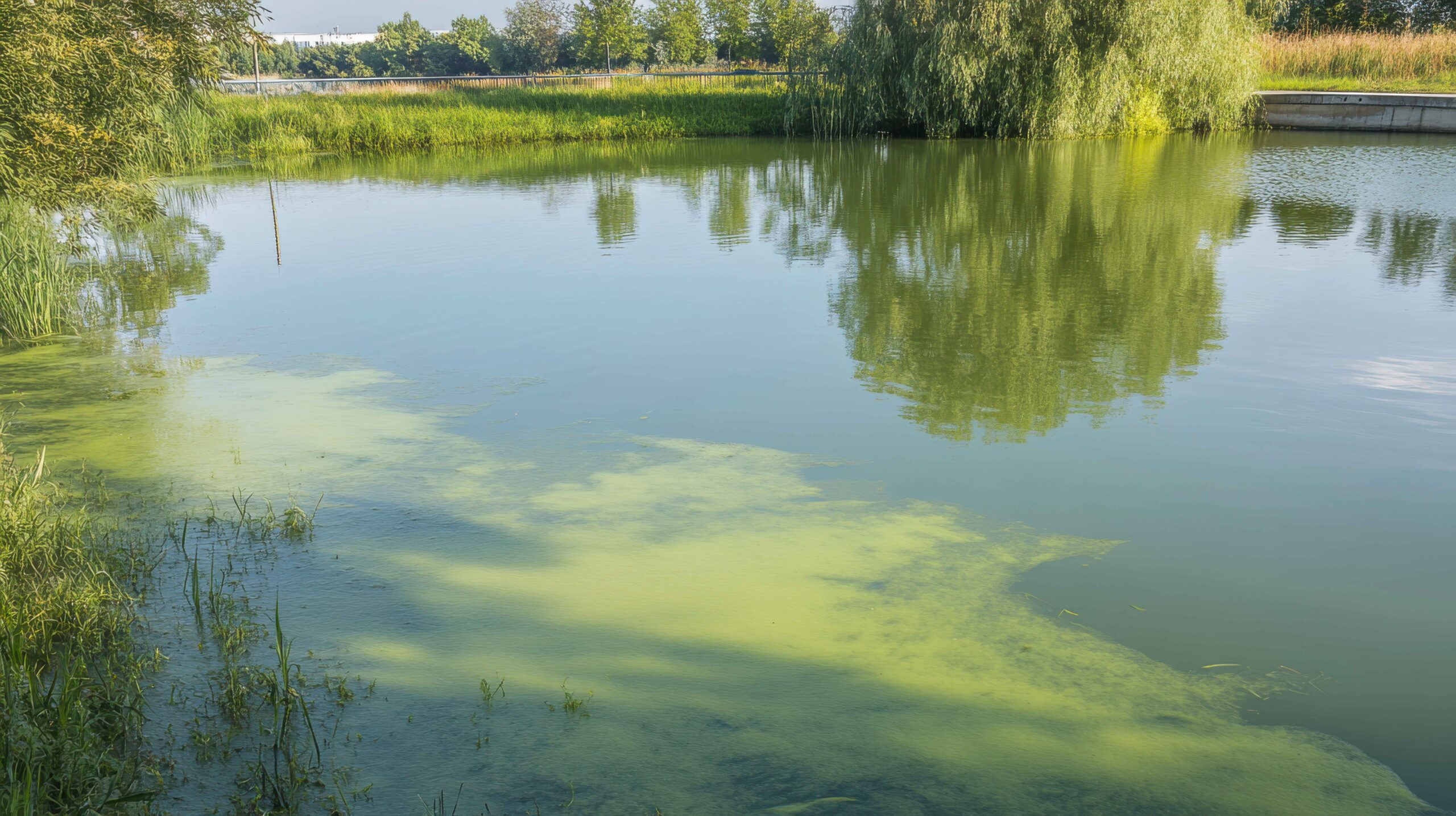 Algae_on_lake Crescita ridotta delle alghe, Verminderde algengroei, Reduceret algevækst, Reduziertes Algenwachstum, Reduced algae growth, Redução do crescimento de algas, Crecimiento reducido de algas, Minskad algtillväxt